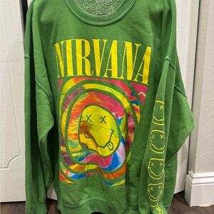 NIRVANA Green Sweatshirt with Colorful Graphic